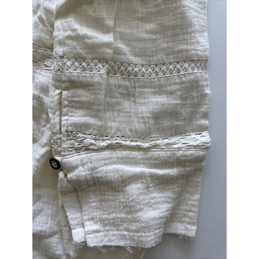 Free People Ranch Wash Shirt We The Free Button Lace Insert Oversize White M NWT - Picture 5 of 8